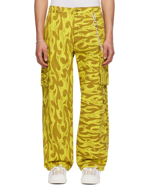 ERL Yellow Printed Cargo Pants for men