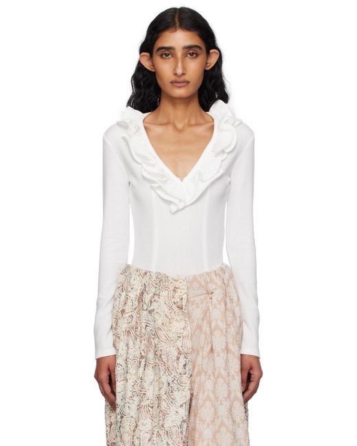 OPEN YY White Ruffle Bodysuit