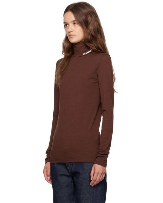 Jil Sander ブラウン ライトウェイト ウールブレンド ハイネック トップス Multicolor