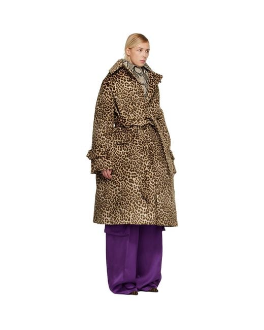 Duran Lantink Brown Oversized Faux-Suede Trench Coat