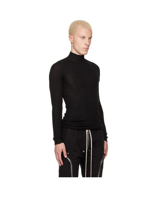 Rick Owens Black Tower Ribbed Lupetto Sweater for men