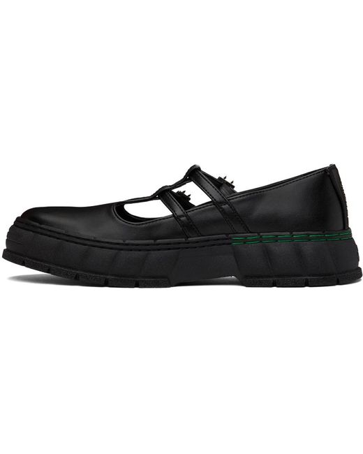 Viron Black Vegan Leather Mary Jane Loafers for men