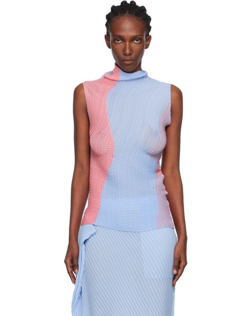 Issey Miyake Blue Abstract Tint Pleats Tank Top