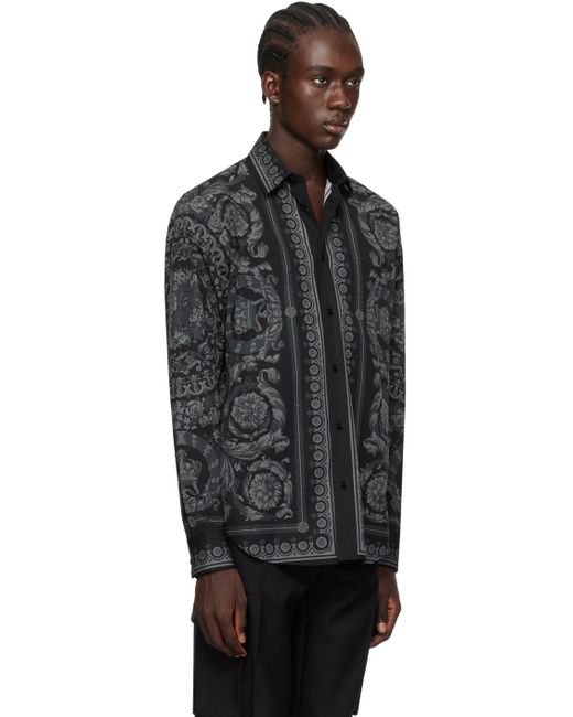 Chemise noire à motif baroque Versace pour homme en coloris Black