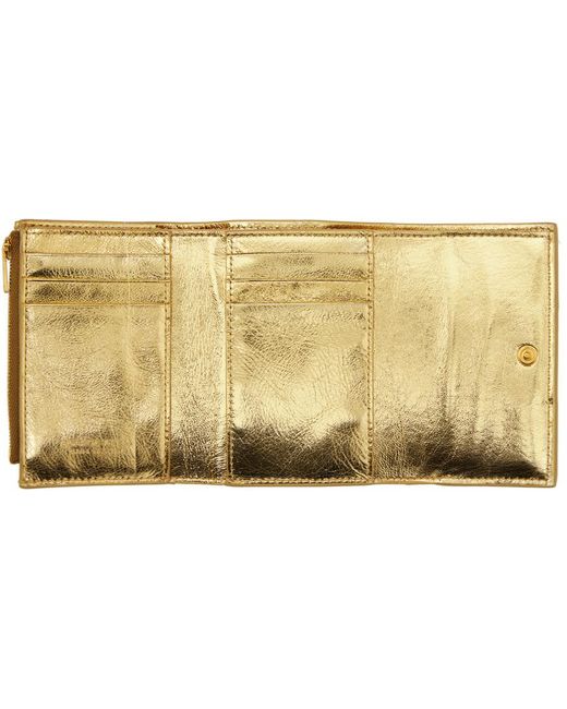 Bottega Veneta Metallic Cassette Tri-fold Zip Wallet