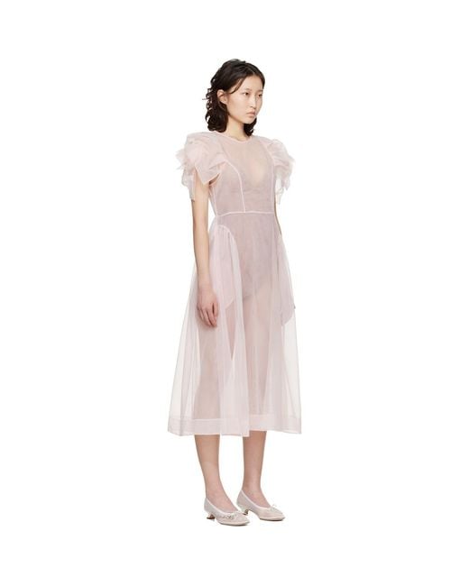Simone Rocha Black Rose Puff Sleeve Hip Midi Dress