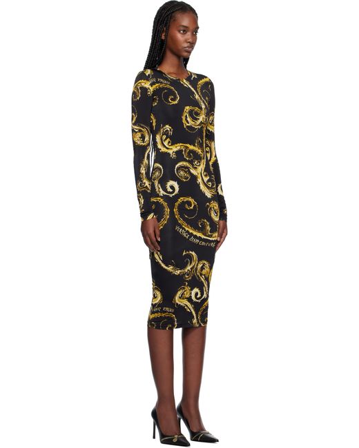 Versace Jeans Couture ブラック バロッコ ミディアムドレス Black