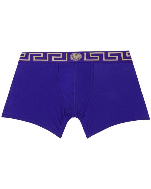 Boxer bleu à motif à clé grecque Versace pour homme en coloris Purple
