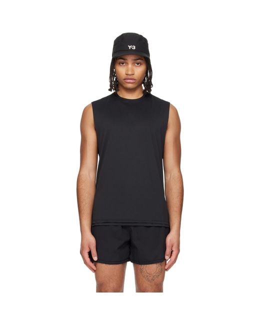 Y-3 Black Running Tank Top for men
