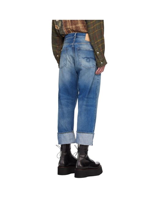 R13 Blue Cuffed X-Boyfriend Jeans