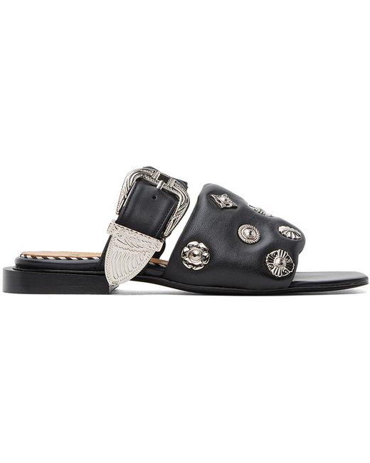 Toga Black Pin-buckle Sandals