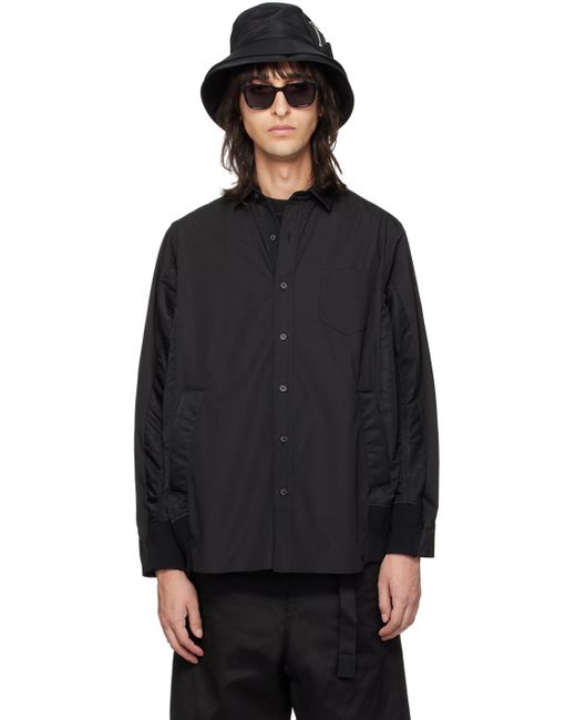 Chemise noire à panneaux Sacai pour homme en coloris Black