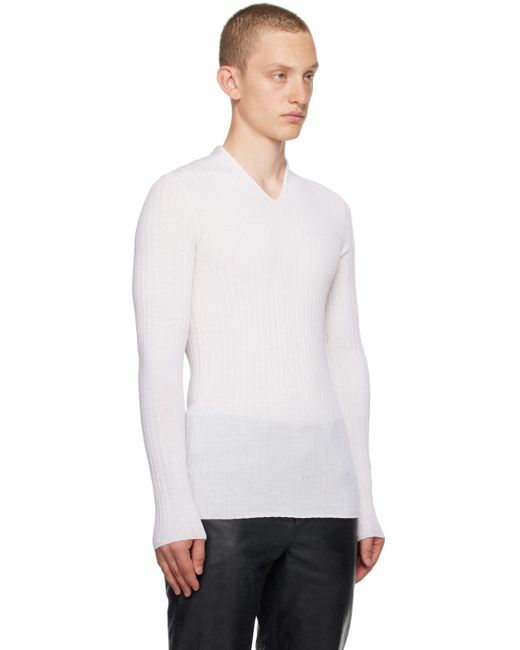 Ferragamo White V-neck Sweater for men