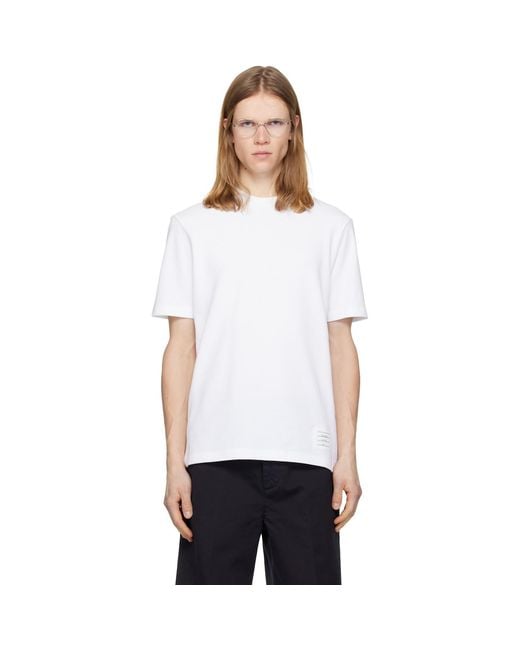 Thom Browne White Classic Pique 4-Bar T-Shirt for men