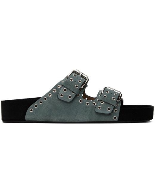 Isabel Marant Black Blue Lennyo Buckle Sandals