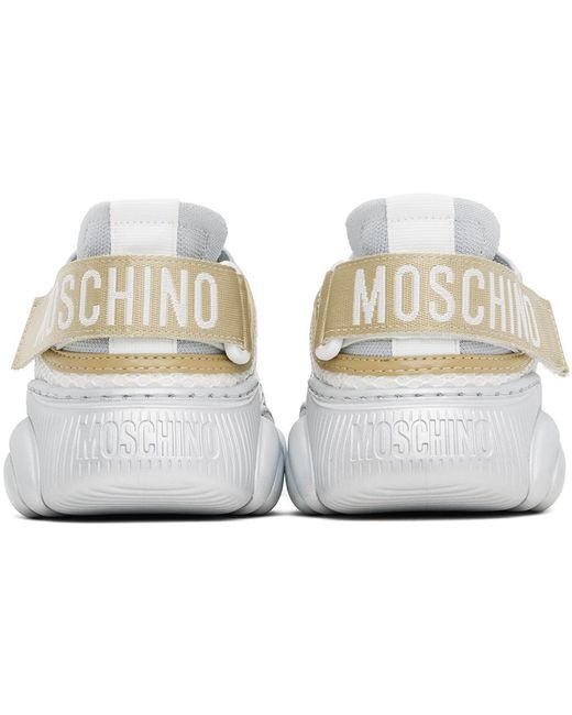 Moschino Black Silver & White Logo Tape Teddy Sneakers for men