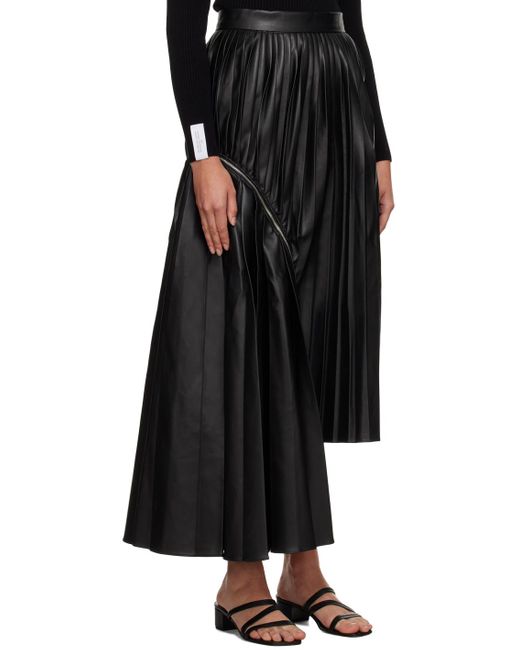 ROKH Black Pleated Midi Skirt