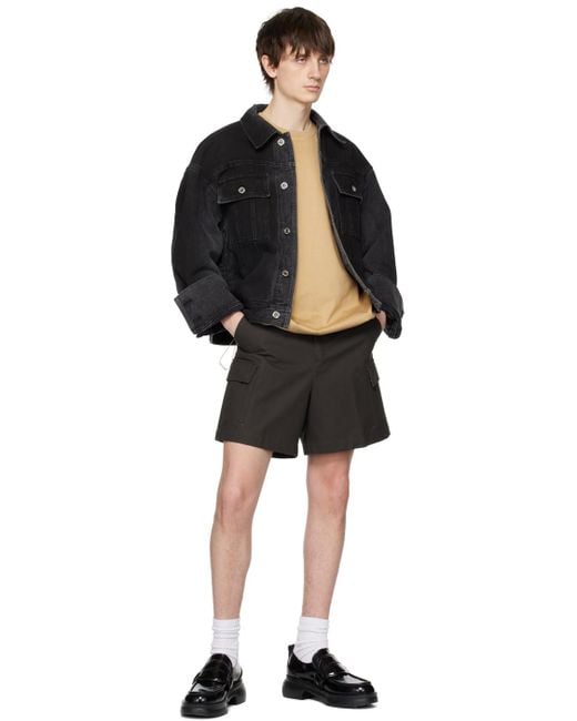Wooyoungmi Black Gray Hardware Shorts for men