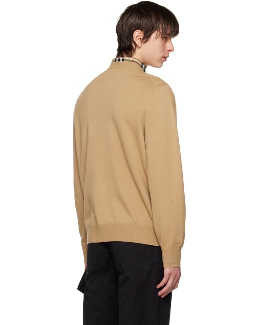 Burberry Black Tan Embroidered Sweater for men