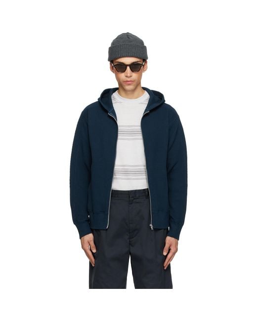 Nanamica Blue Zip-Up Thermal Hoodie for men
