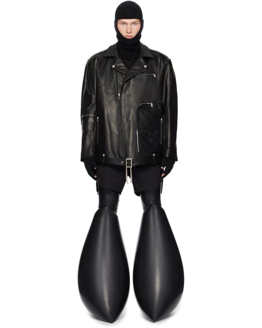 Rick Owens レザージャケット Rick Owens レザー ボンバージャケット | ブラック | FARFETCH JP