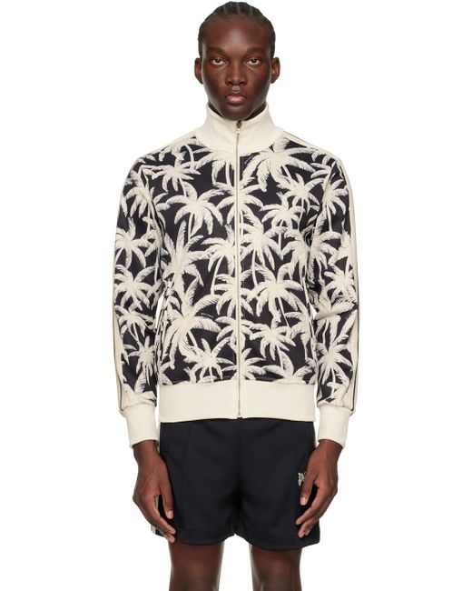 Palm Angels Black & Off-white Palms Allover Track Jacket for men