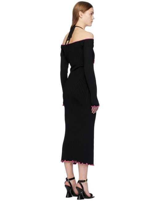 Versace Black V-emblem Midi Dress