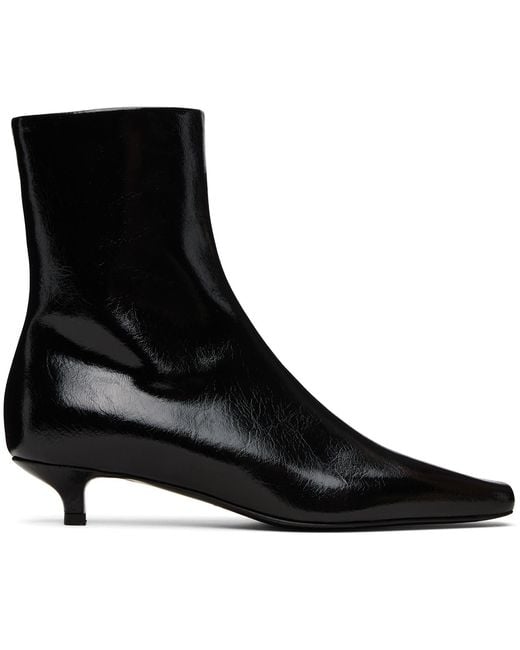 Totême Black Slim Naplack Ankle Boots