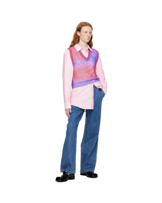 Wooyoungmi Pink Gradient Stripe Vest