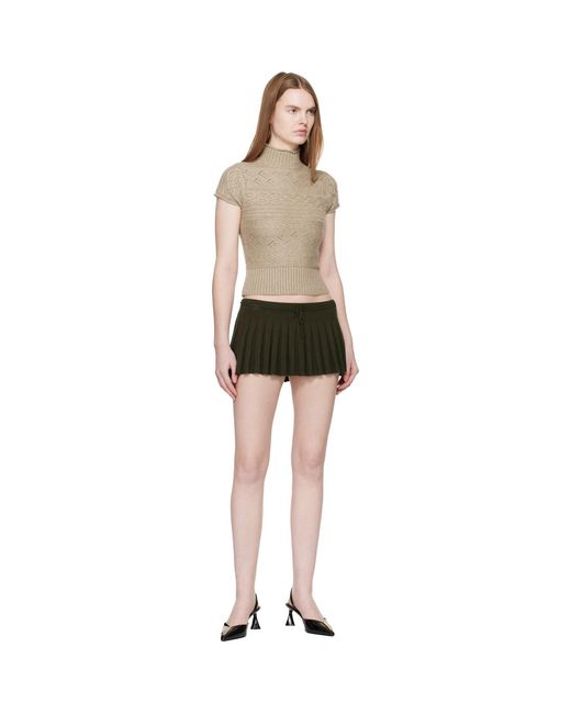 GUIZIO Black Taupe Vivienne Short Sleeve Cable Turtleneck