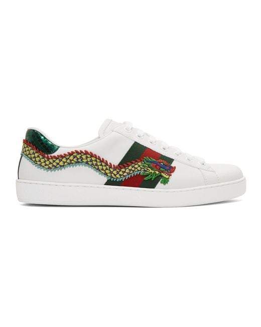 Gucci White Dragon Ace Sneakers for men