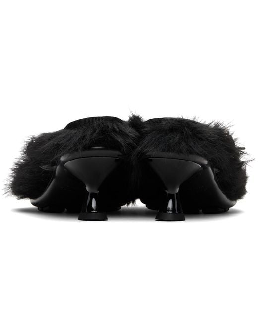 Simone Rocha Black Faux Fur Grip Mule Heels
