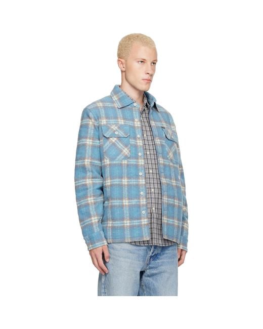 Polo Ralph Lauren Blue Felted Wool Collared Overshirt for men