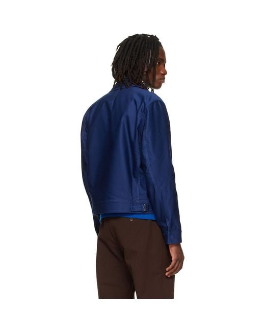 Tom Ford Blue Cotton Satin Blouson Jacket for men