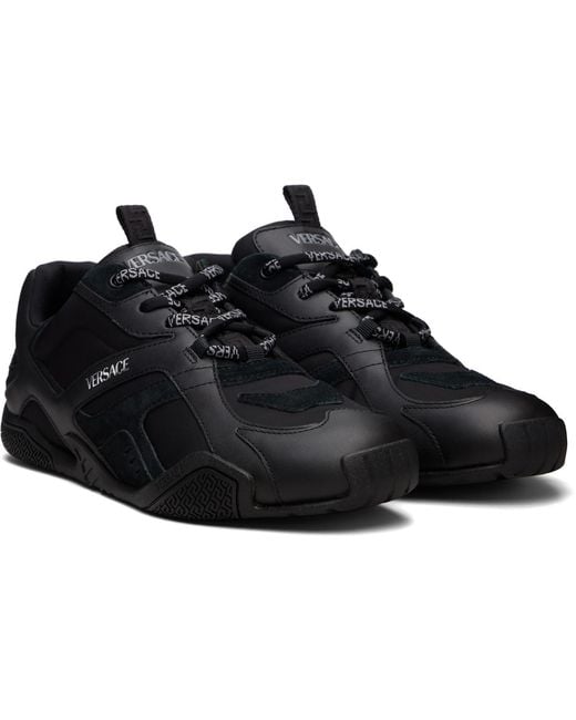 Versace Black Galaxia Leather Sneakers for men
