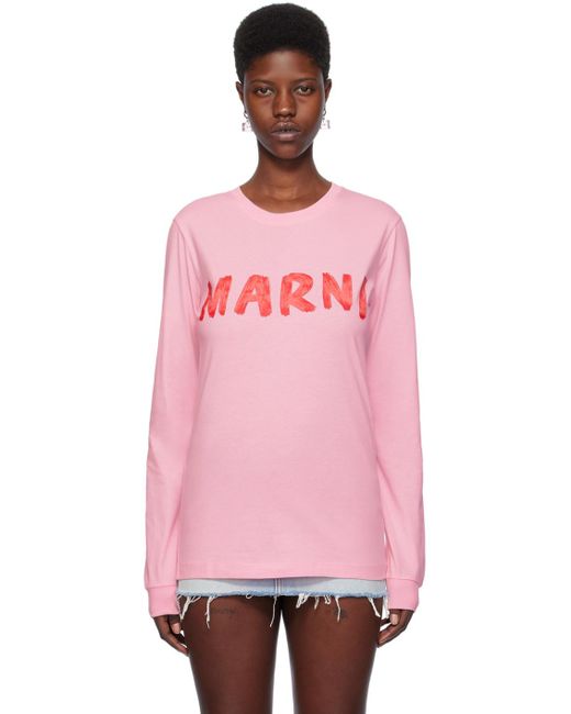 Marni Pink Printed Long Sleeve T-shirt