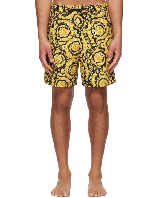Maillot De Bain Jaune Et Noir À Motif Barocco Versace pour homme en coloris Yellow