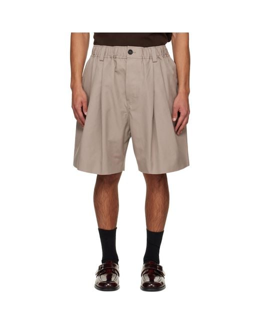 Marni Natural Canvas Pleats Shorts for men