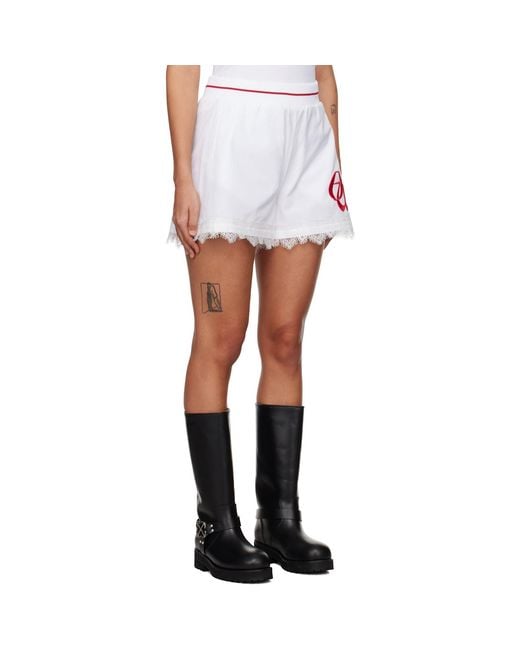 Off-White c/o Virgil Abloh White Poplin 'Ow' Embr Baseball Shorts