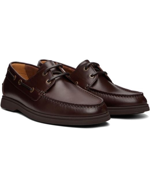 Boss Brown Leather Loafers for men