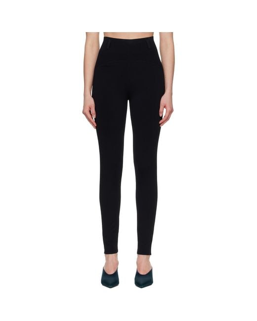 Alaïa Black Rib Belt Loop Leggings