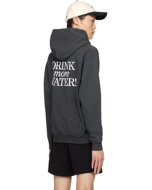 Sporty & Rich Black New Drink More Water Hoodie for men