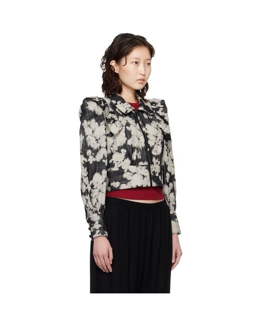 Anna Sui Black Off- Cropped Ruffle Jacket