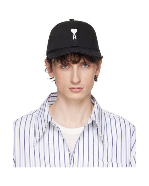 AMI Blue Cotton 'Ami De Coeur' Felt Patch Cap for men