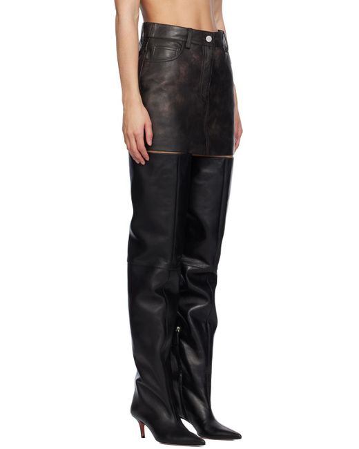 REMAIN Birger Christensen Black Ssense Exclusive Leather Miniskirt