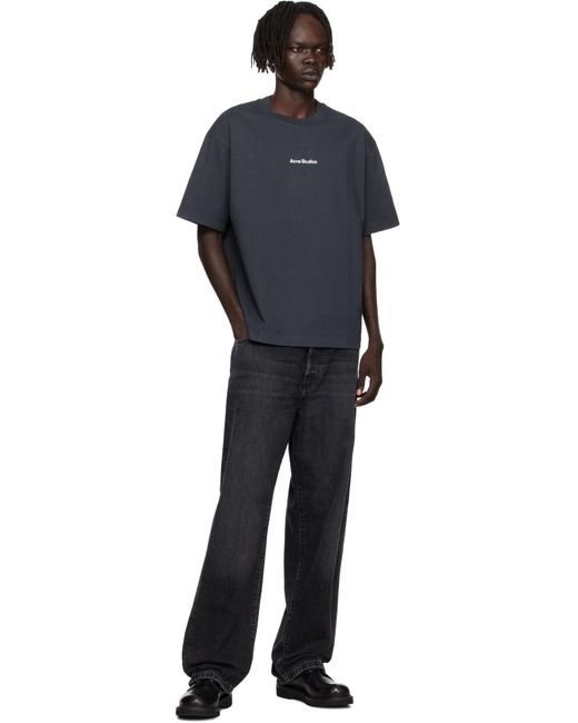 Acne Blue Stamp Logo Relaxed Fit T-Shirt for men