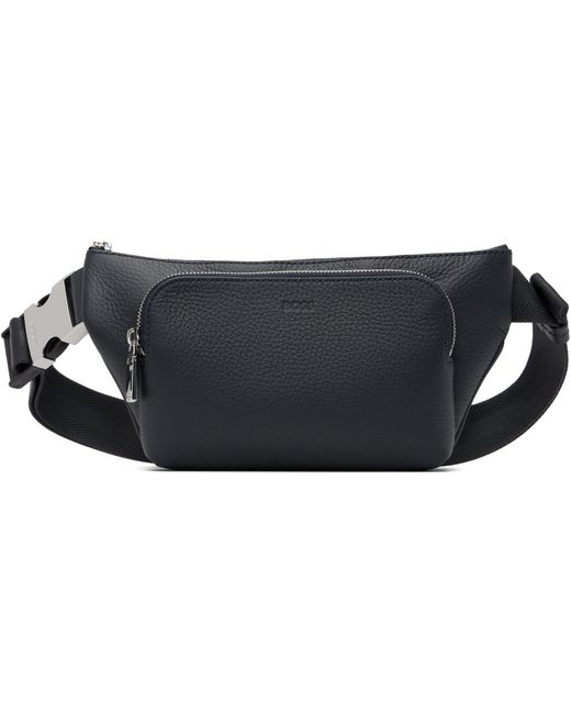 Boss Black Leather Belt Bag for men