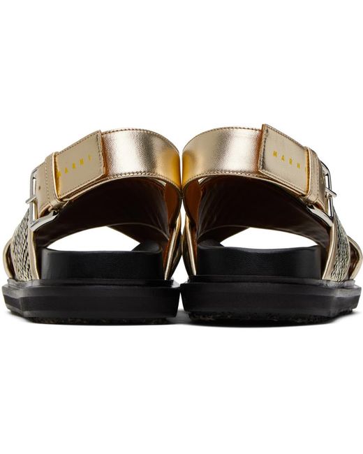 Marni Gold & Black Fussbett Sandals
