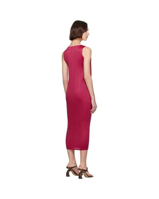 Pleats Please Issey Miyake Red June New Colorful Basics 4 Maxi Dress