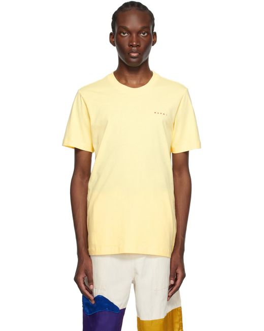 Marni Orange Yellow Embroidered T-shirt for men